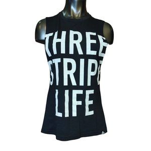 ADIDAS Womens S Three Stripe Life Sleeveless Muscle Tank Top Tee Athletic